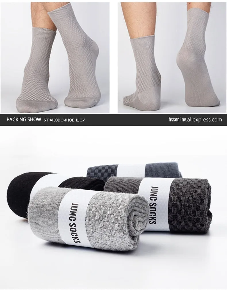 10 Pairs / Box Pack Business Men Bamboo Socks High Quality New Classic Long Socks For Summer Winter Mens Dress Sock Size US 6-12