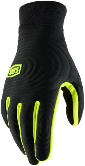 100% Brisker Xtreme Gloves - Black/Yellow, Full Finger, Men's, Large