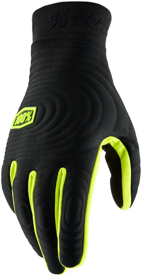 100% Brisker Xtreme Gloves - Black/Yellow, Full Finger, Men's, Medium