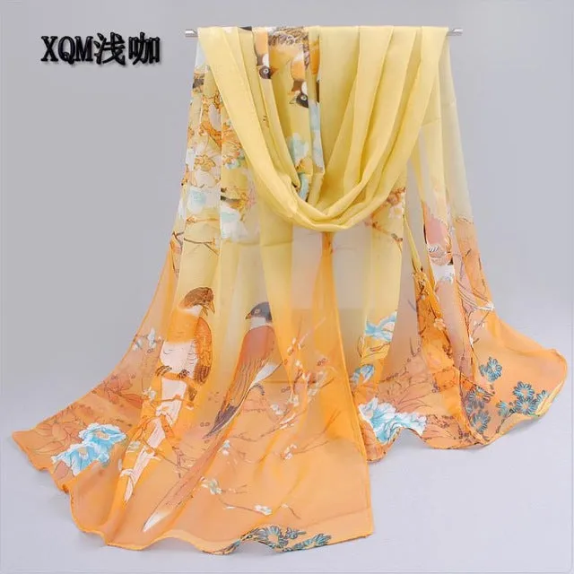 2017 scarf thin chiffon polyester silk scarf spring and autumn accessories women's summer sunscreen cape XQM