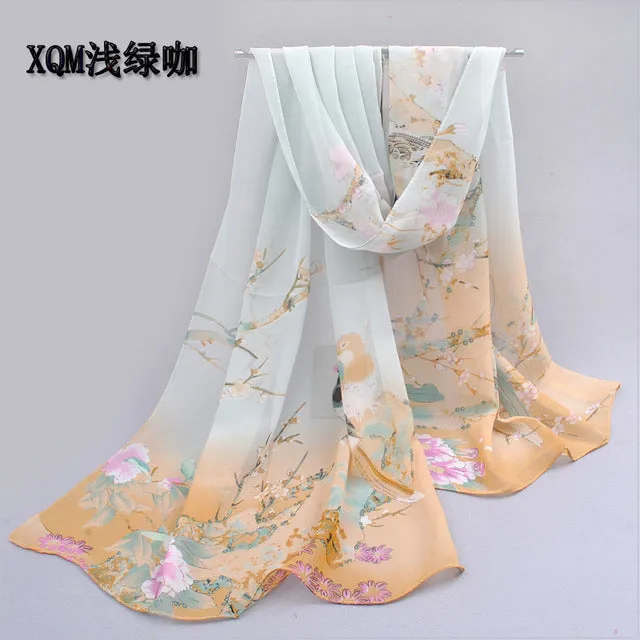 2017 scarf thin chiffon polyester silk scarf spring and autumn accessories women's summer sunscreen cape XQM