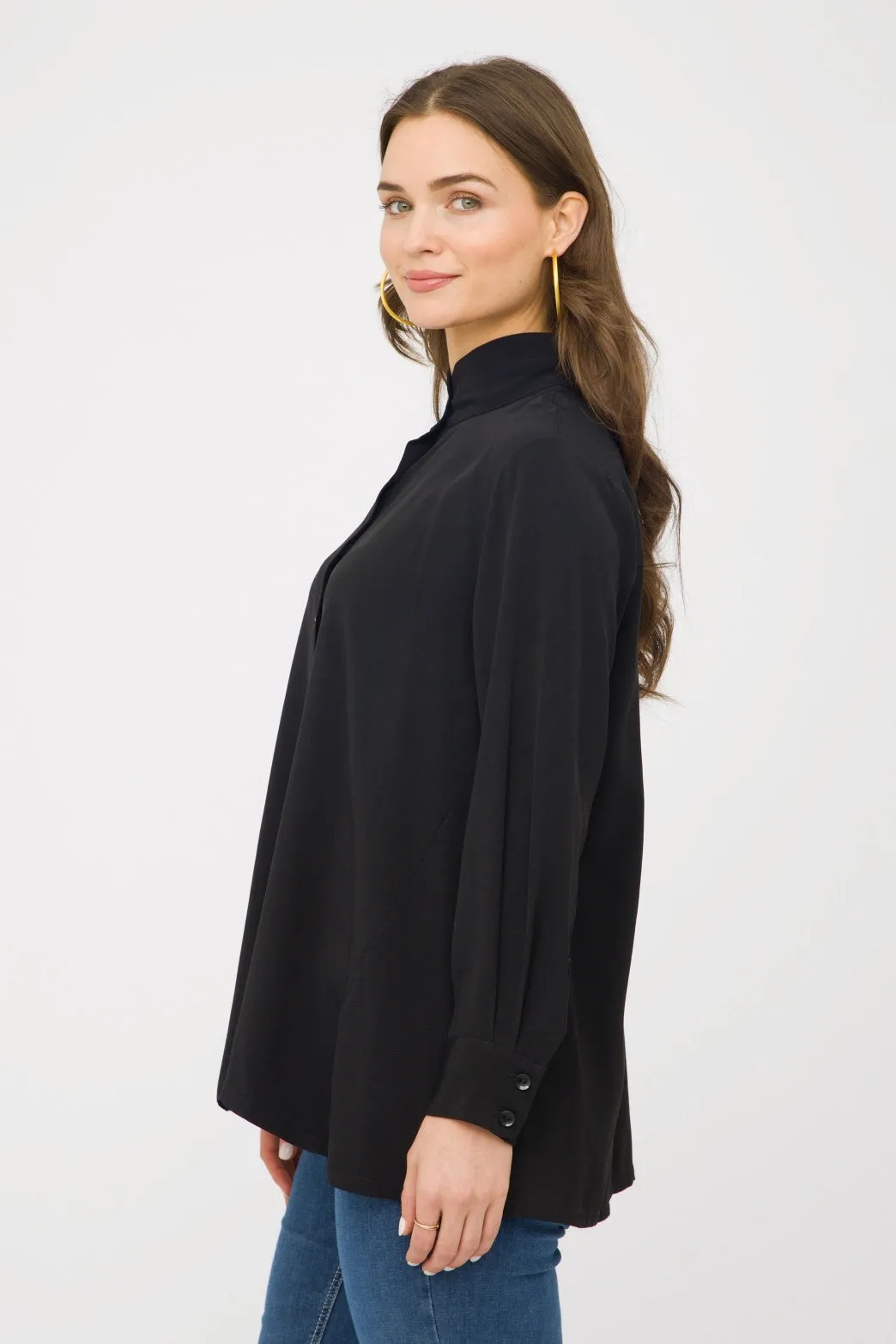 29" Long Sleeve Mandarin Collar Tunic