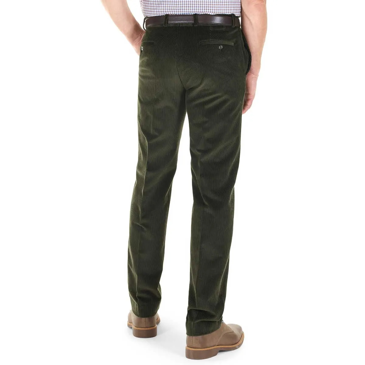 40% OFF GURTEEN Verona Stretch Cord Trousers - Olive - Size: 34 REGULAR