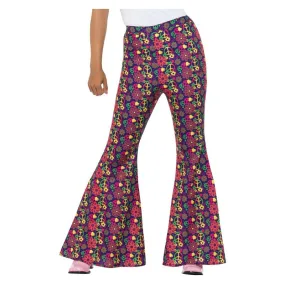 60s Psychedelic CND Flared Trousers Ladies Multi Adult