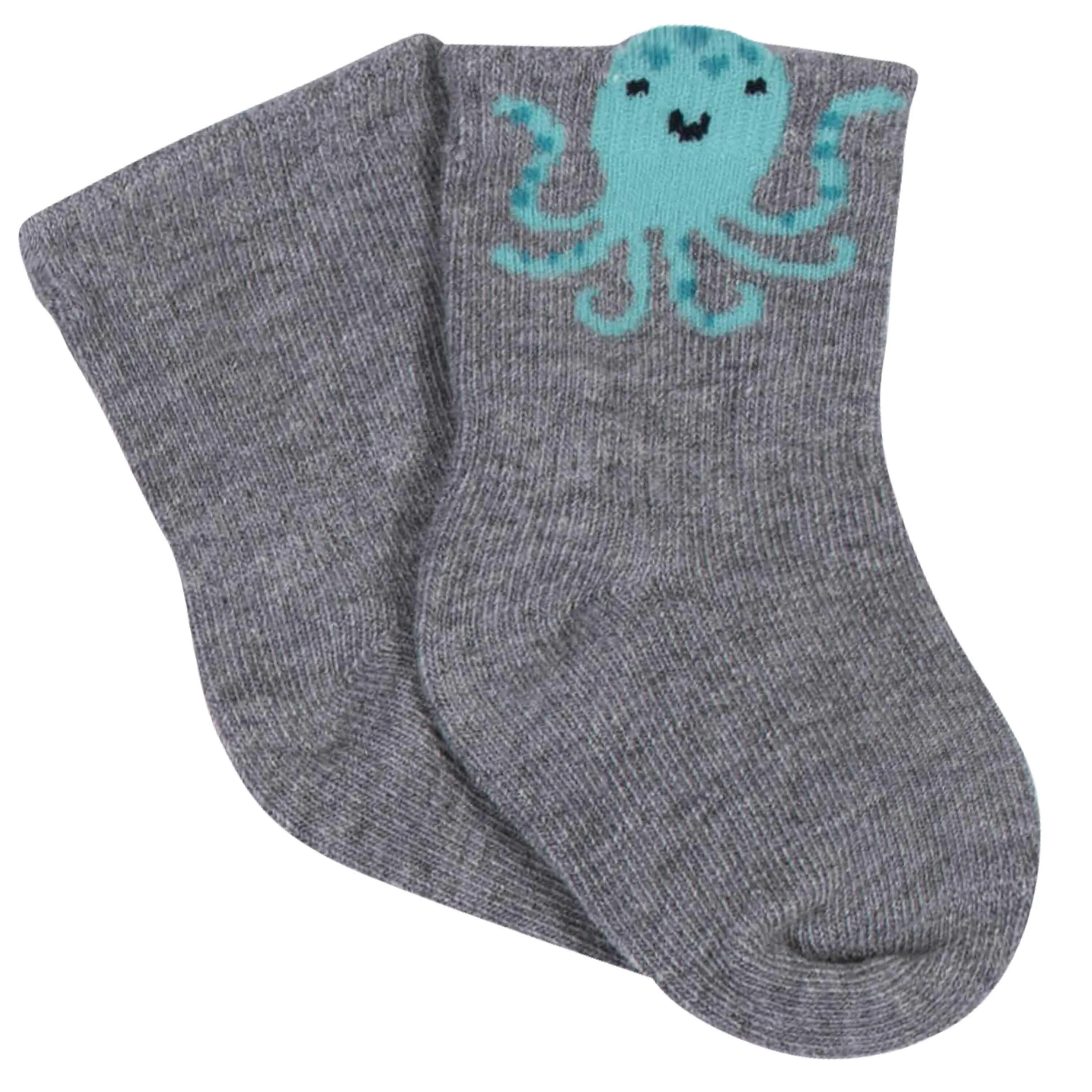 8-Pack Baby Boys' Sea Animals Wiggle-Proof® Jersey Crew Socks