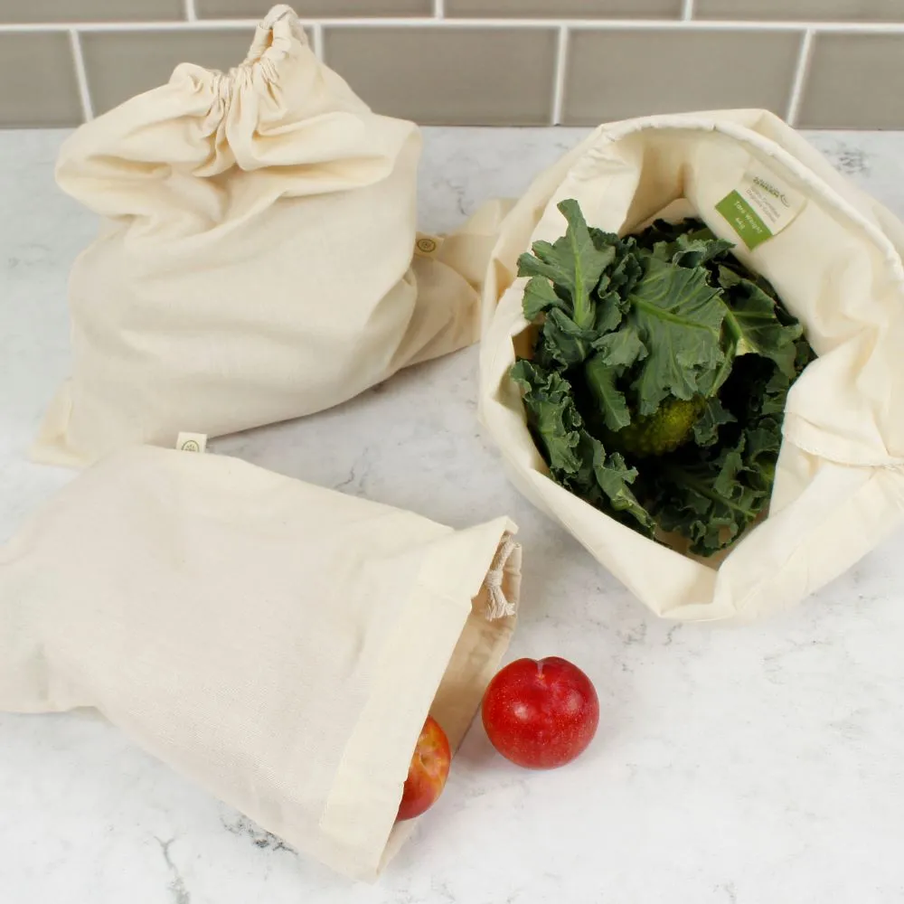 A Slice Of Green Organic Cotton Produce Bag Variety Pack - Set of 3