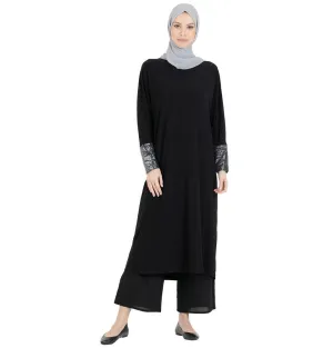 Abaci Modest Oversized Sequined Tunic 13089 Black