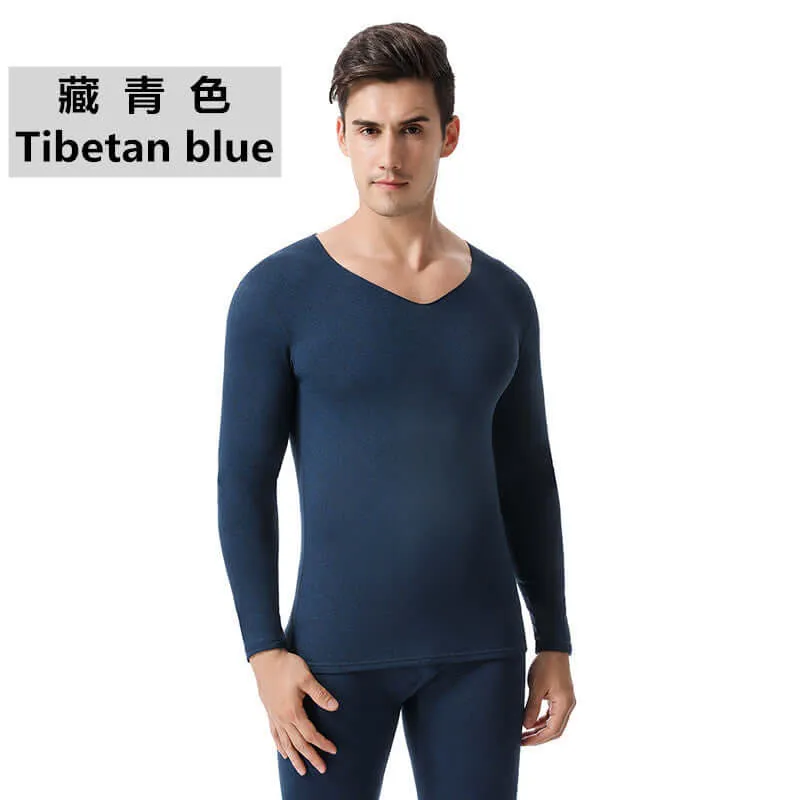 Add fertilizer to increase the seamless thermal underwear men's autumn clothes heating trousers set plus velvet seamless cotton sweater tight shirt