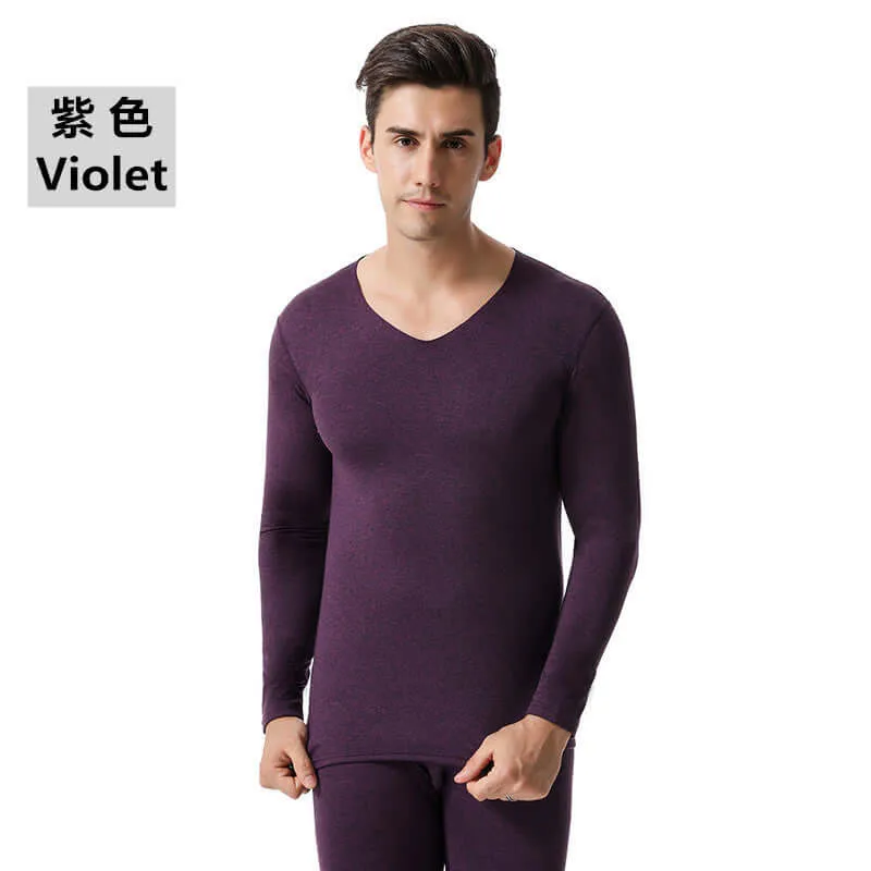 Add fertilizer to increase the seamless thermal underwear men's autumn clothes heating trousers set plus velvet seamless cotton sweater tight shirt