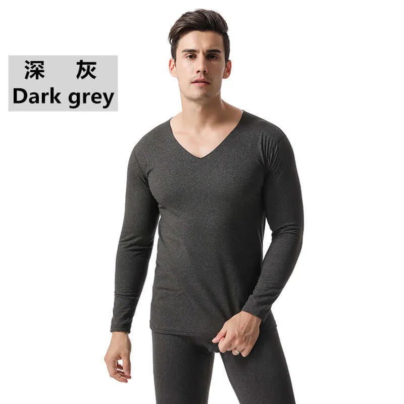 Add fertilizer to increase the seamless thermal underwear men's autumn clothes heating trousers set plus velvet seamless cotton sweater tight shirt