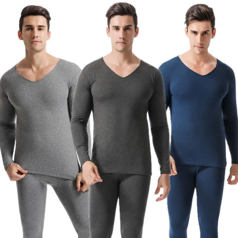 Add fertilizer to increase the seamless thermal underwear men's autumn clothes heating trousers set plus velvet seamless cotton sweater tight shirt