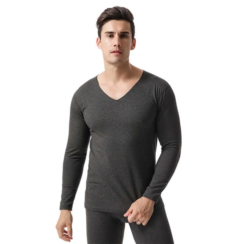 Add fertilizer to increase the seamless thermal underwear men's autumn clothes heating trousers set plus velvet seamless cotton sweater tight shirt