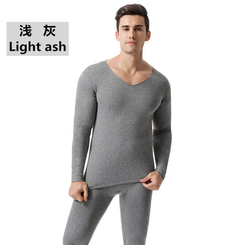 Add fertilizer to increase the seamless thermal underwear men's autumn clothes heating trousers set plus velvet seamless cotton sweater tight shirt