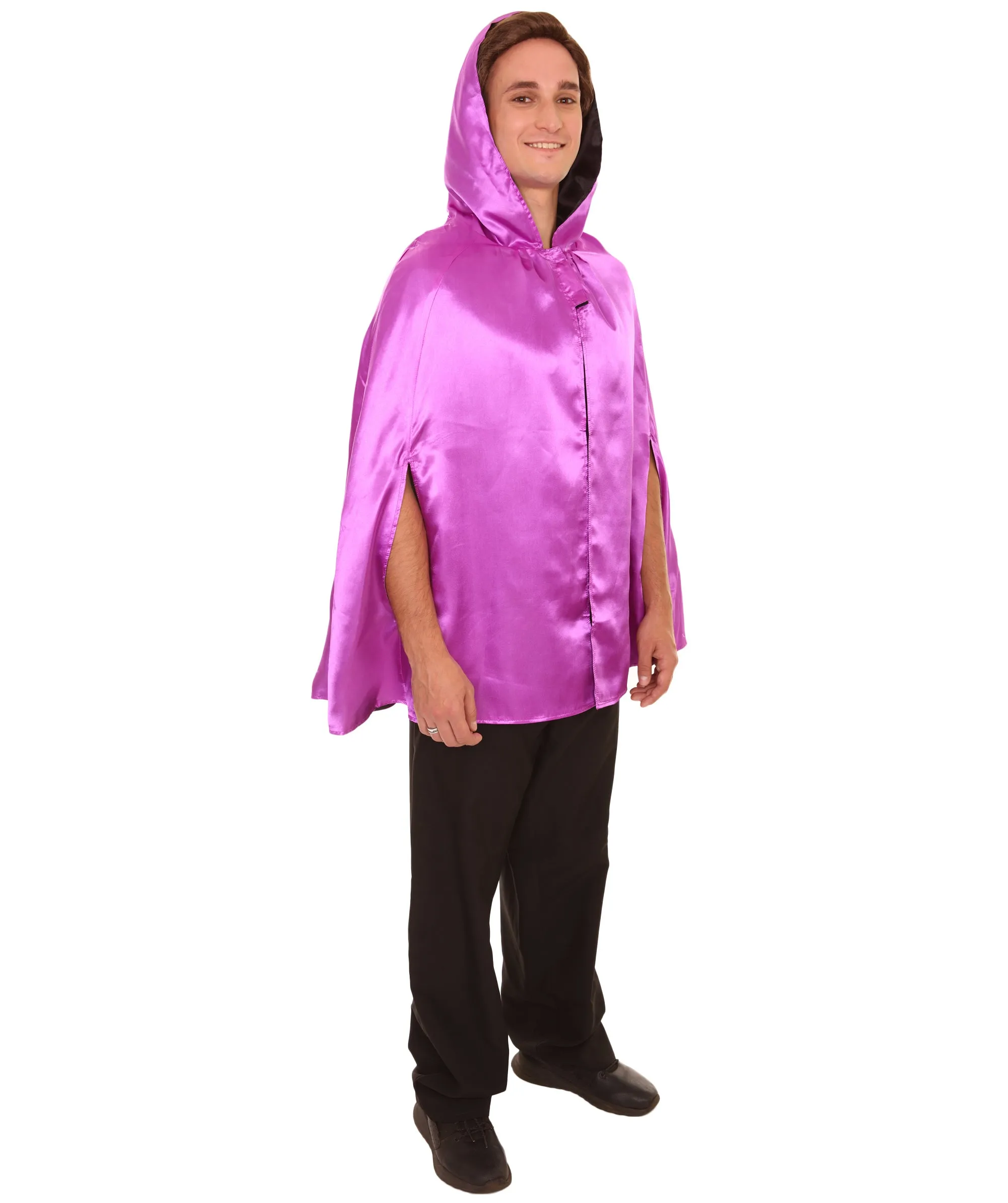 Adult Women's Reversible Hooded Short Cape Costume | Multiple Color Option Halloween Costume