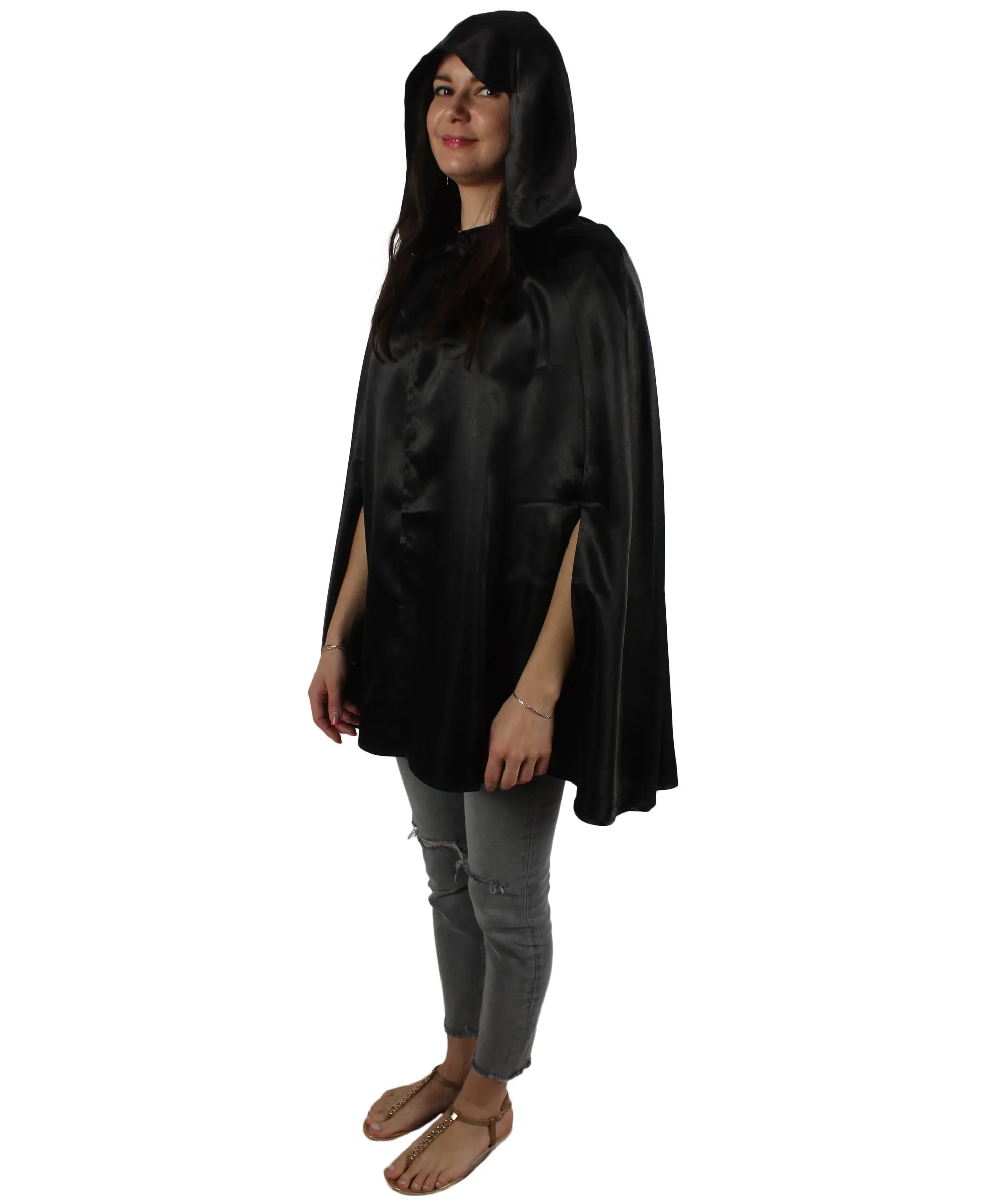 Adult Women's Reversible Hooded Short Cape Costume | Multiple Color Option Halloween Costume