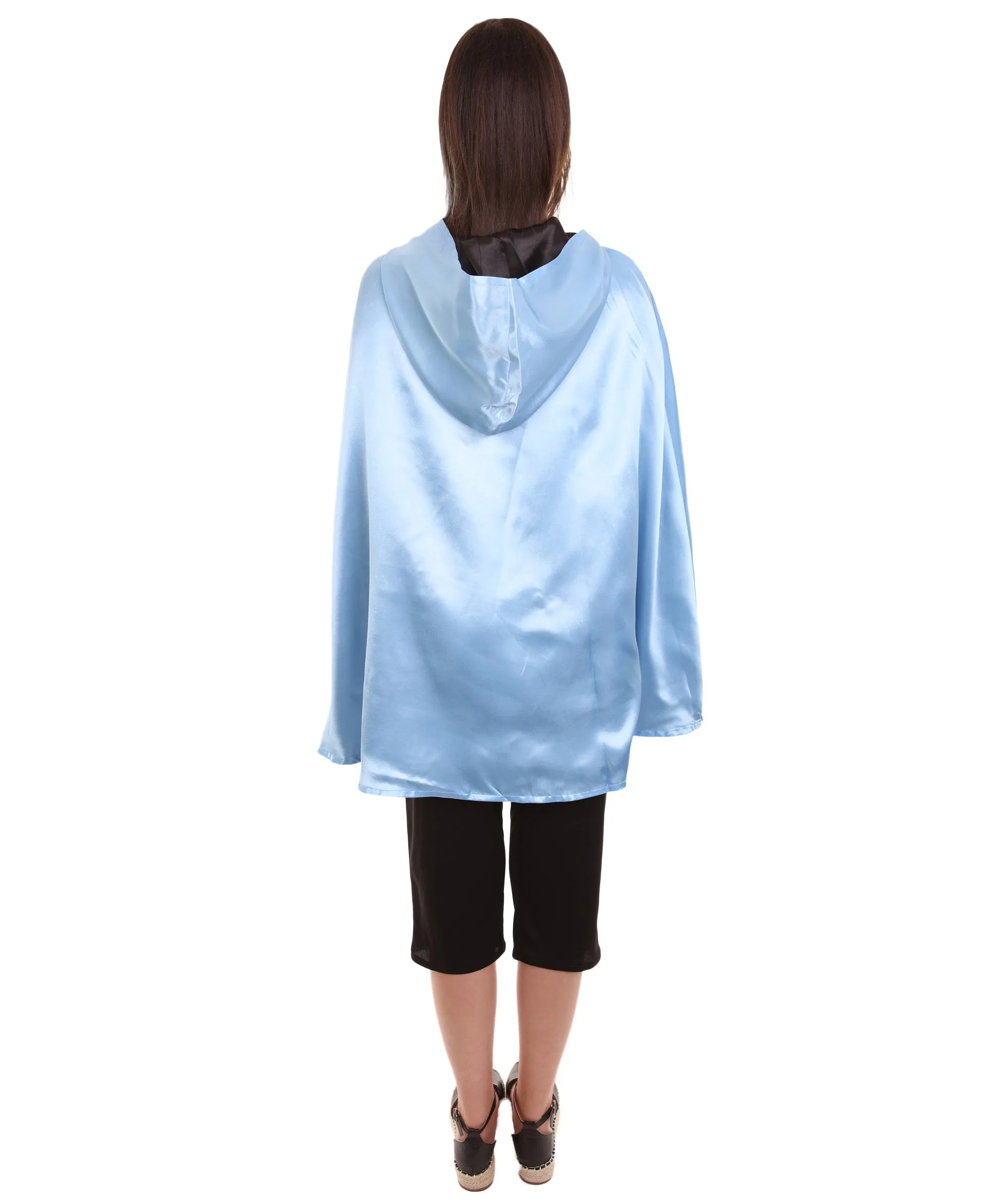 Adult Women's Reversible Hooded Short Cape Costume | Multiple Color Option Halloween Costume