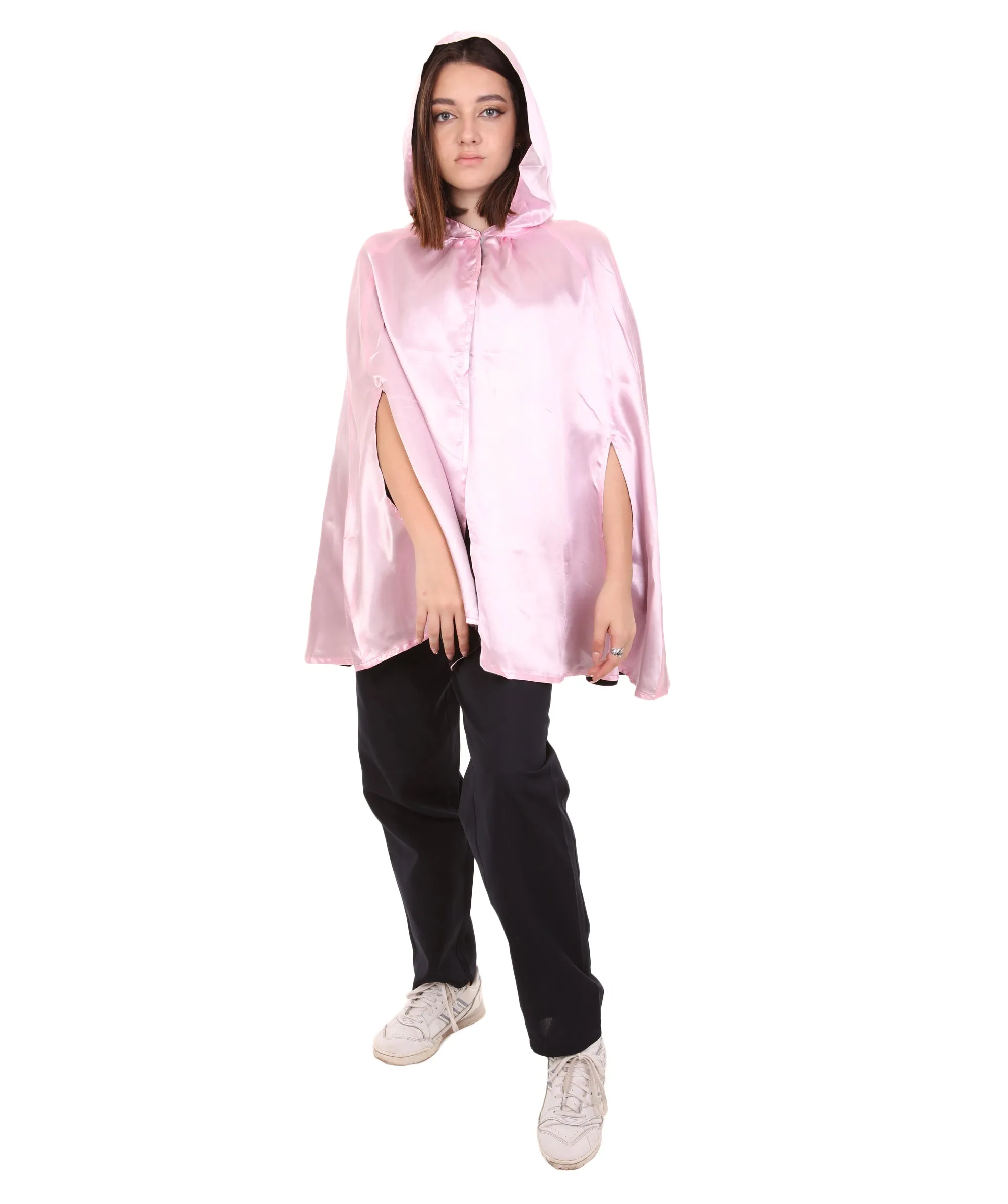 Adult Women's Reversible Hooded Short Cape Costume | Multiple Color Option Halloween Costume