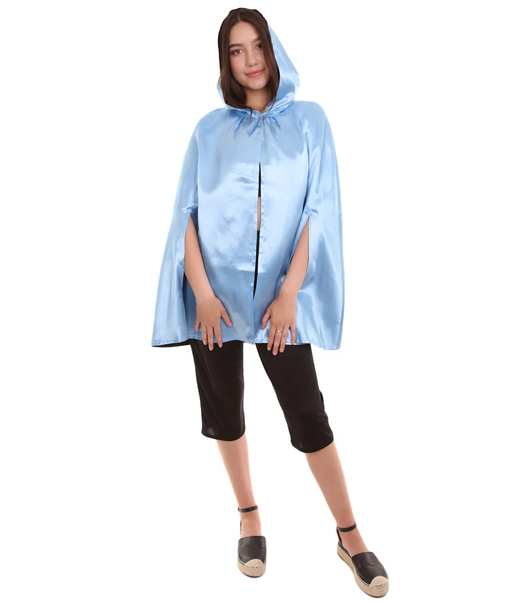 Adult Women's Reversible Hooded Short Cape Costume | Multiple Color Option Halloween Costume