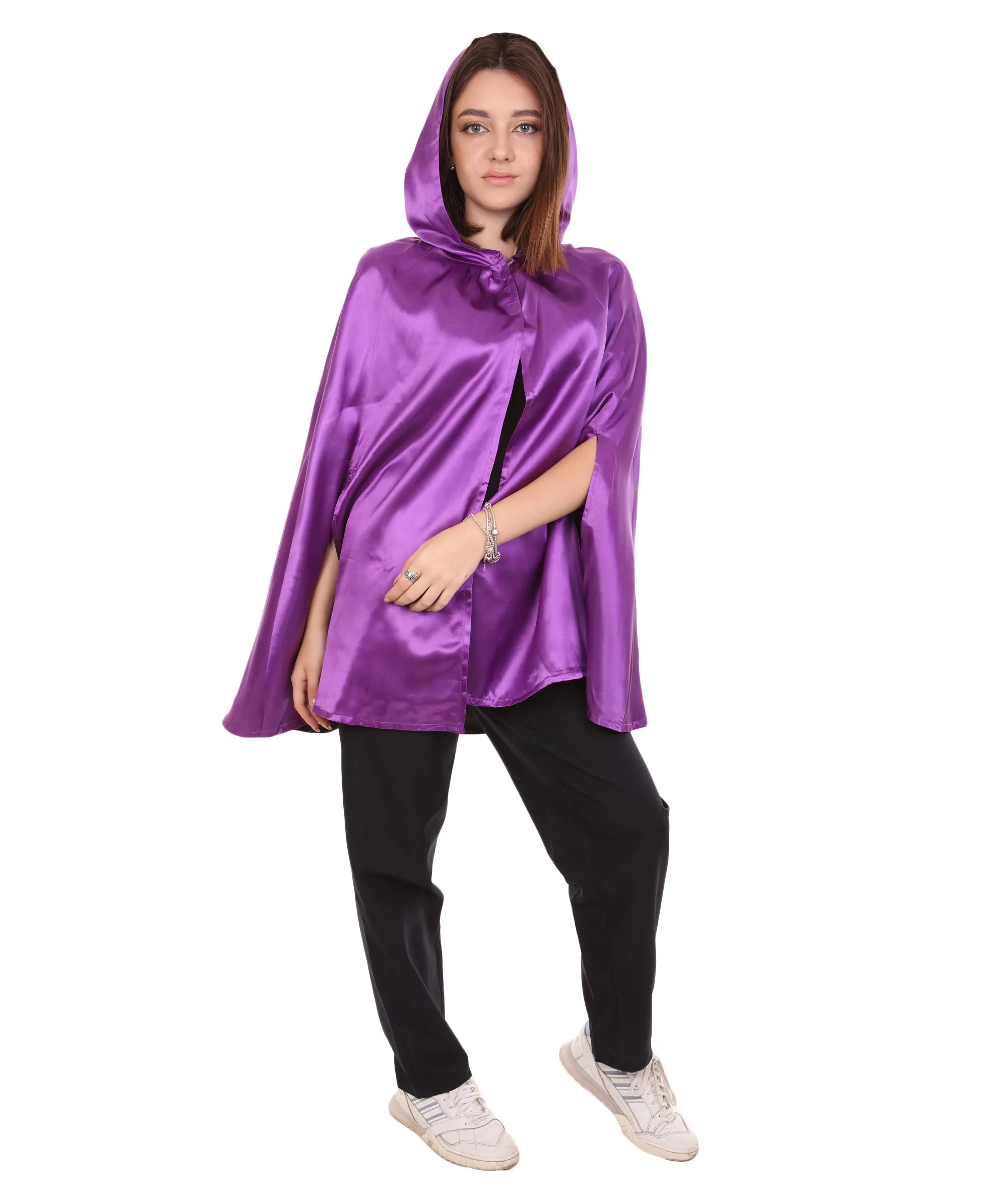 Adult Women's Reversible Hooded Short Cape Costume | Multiple Color Option Halloween Costume