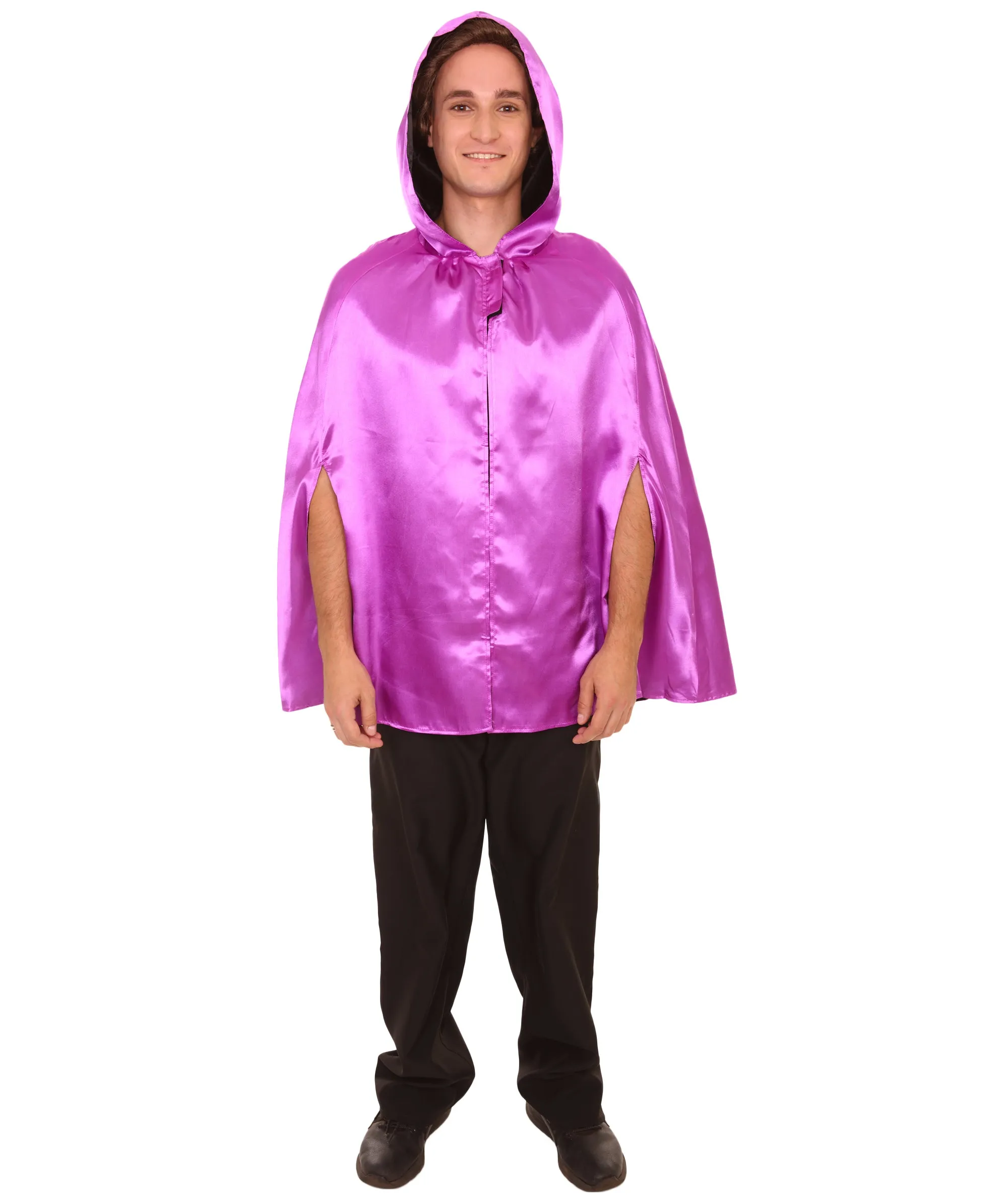 Adult Women's Reversible Hooded Short Cape Costume | Multiple Color Option Halloween Costume