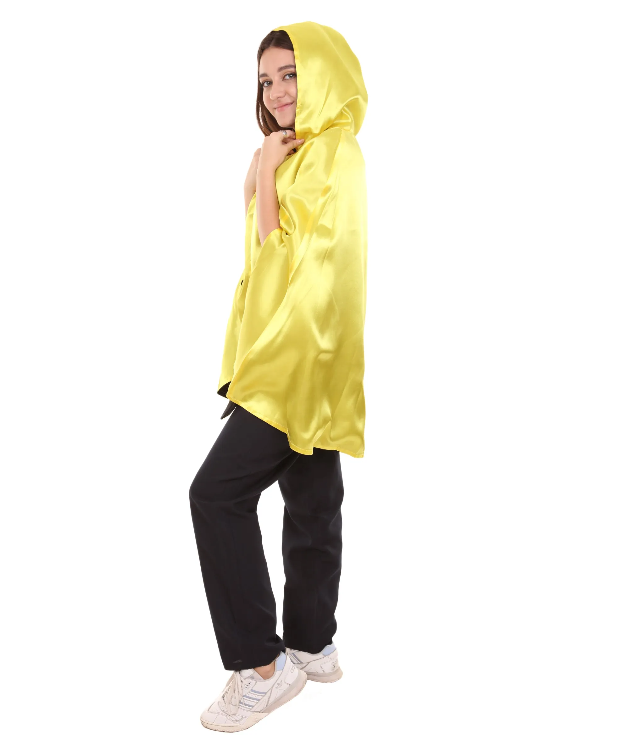 Adult Women's Reversible Hooded Short Cape Costume | Multiple Color Option Halloween Costume