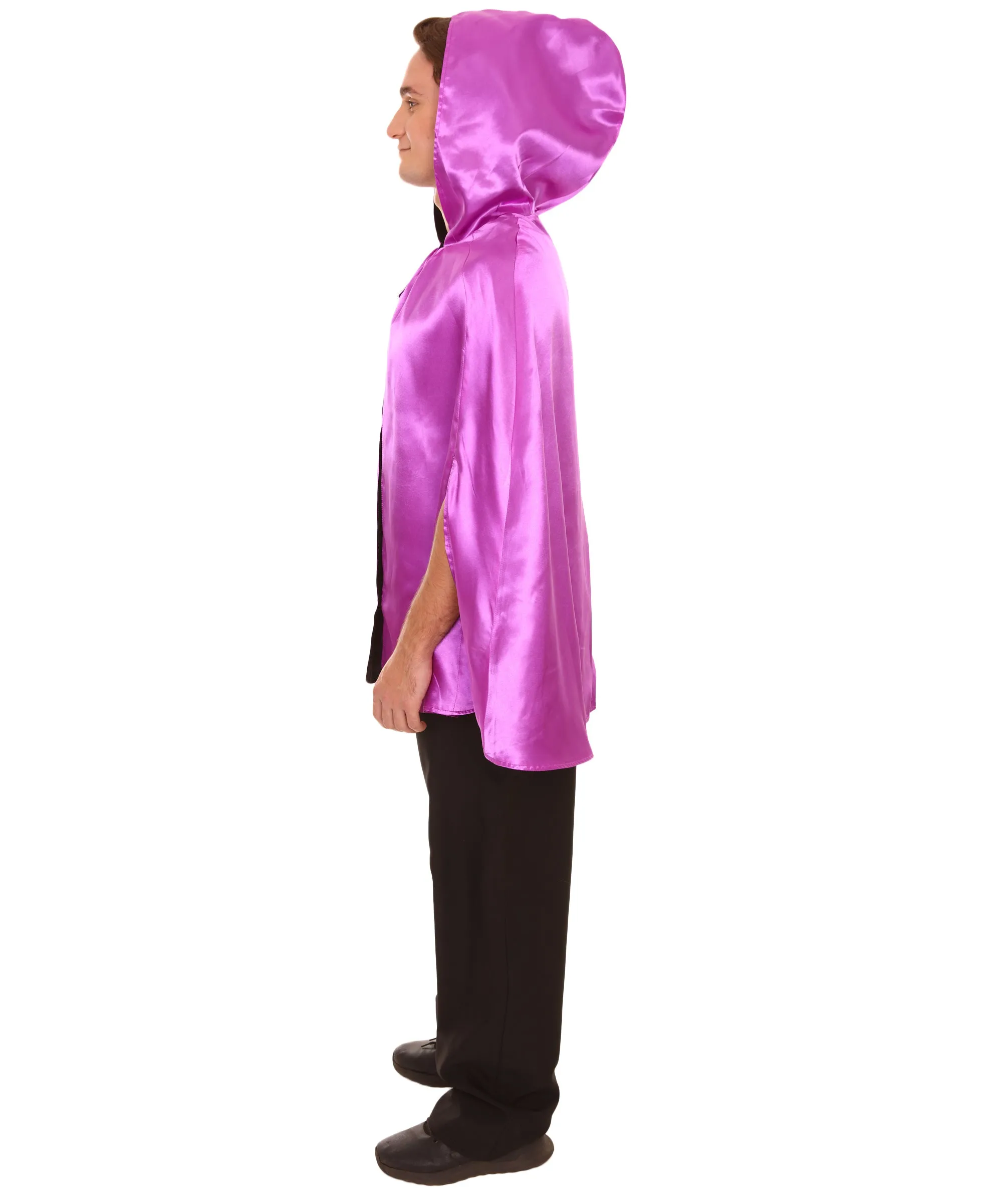 Adult Women's Reversible Hooded Short Cape Costume | Multiple Color Option Halloween Costume