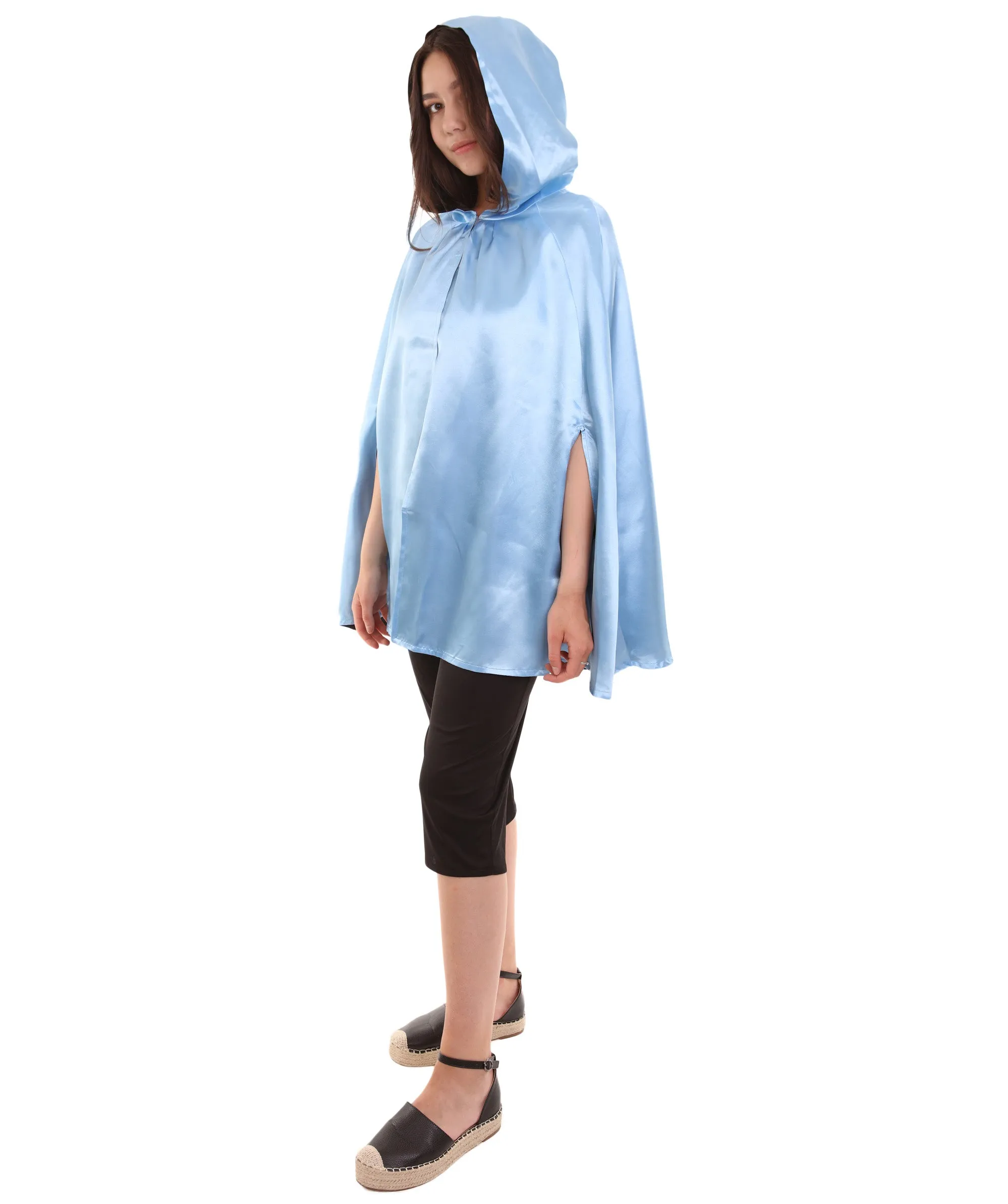 Adult Women's Reversible Hooded Short Cape Costume | Multiple Color Option Halloween Costume