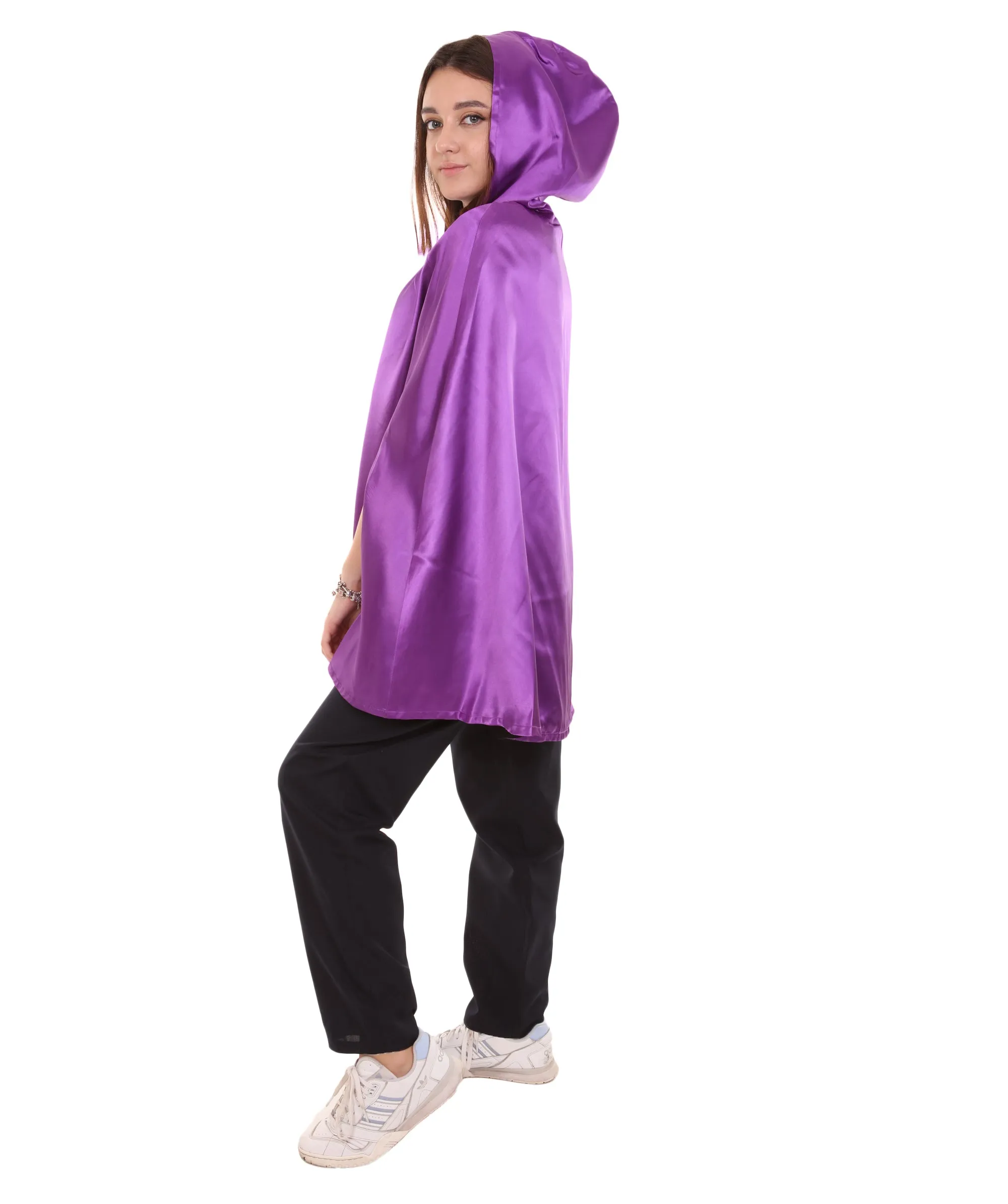 Adult Women's Reversible Hooded Short Cape Costume | Multiple Color Option Halloween Costume