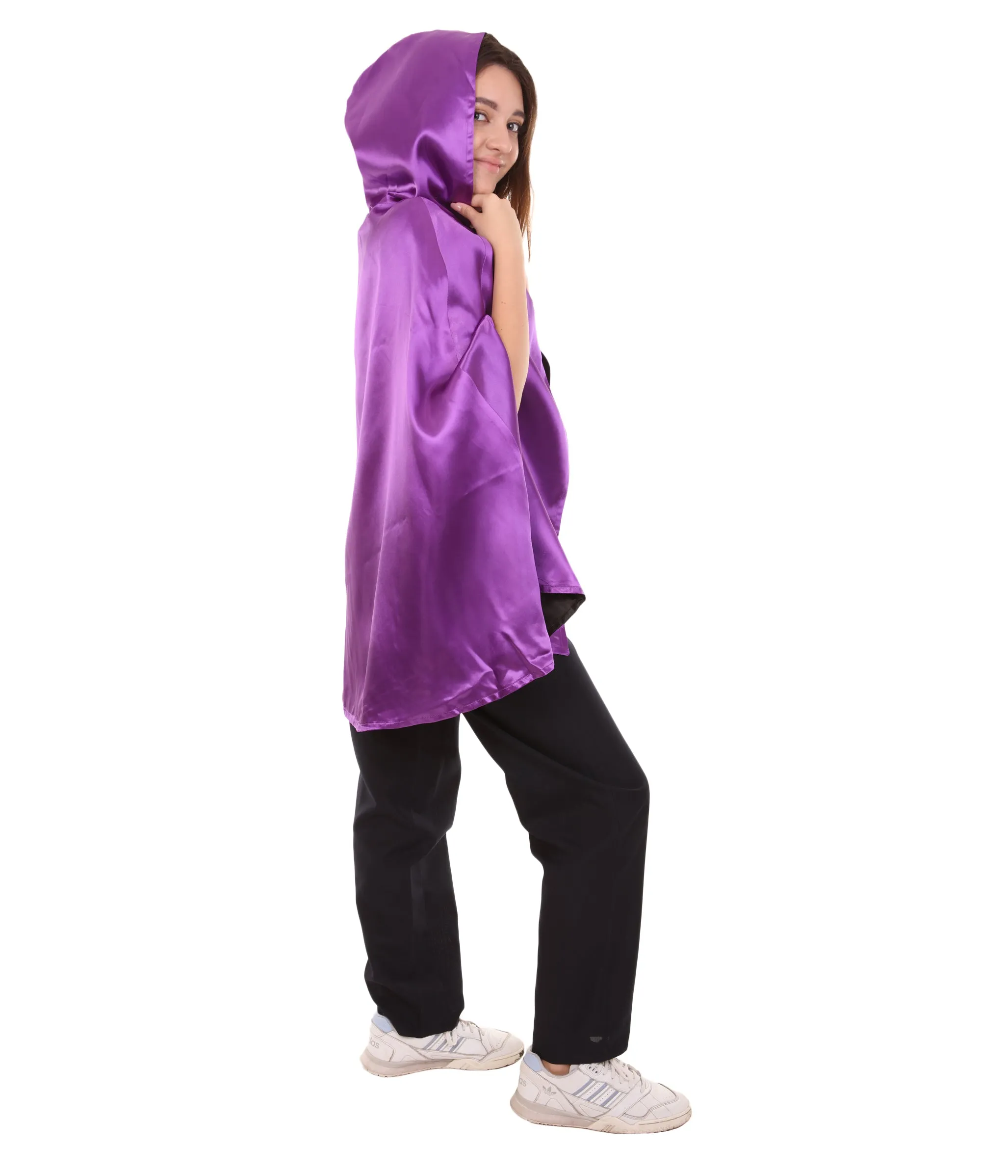 Adult Women's Reversible Hooded Short Cape Costume | Multiple Color Option Halloween Costume