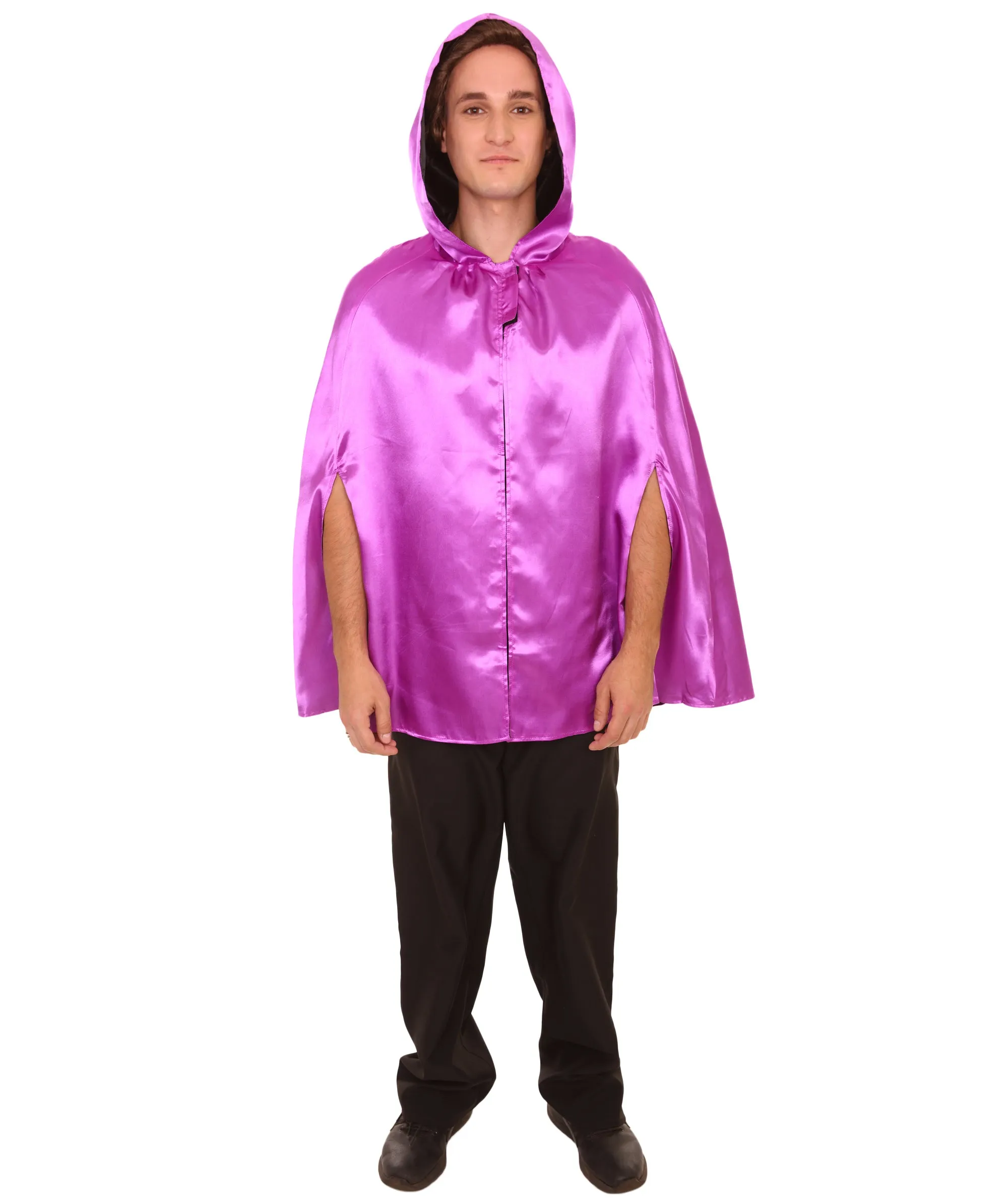 Adult Women's Reversible Hooded Short Cape Costume | Multiple Color Option Halloween Costume