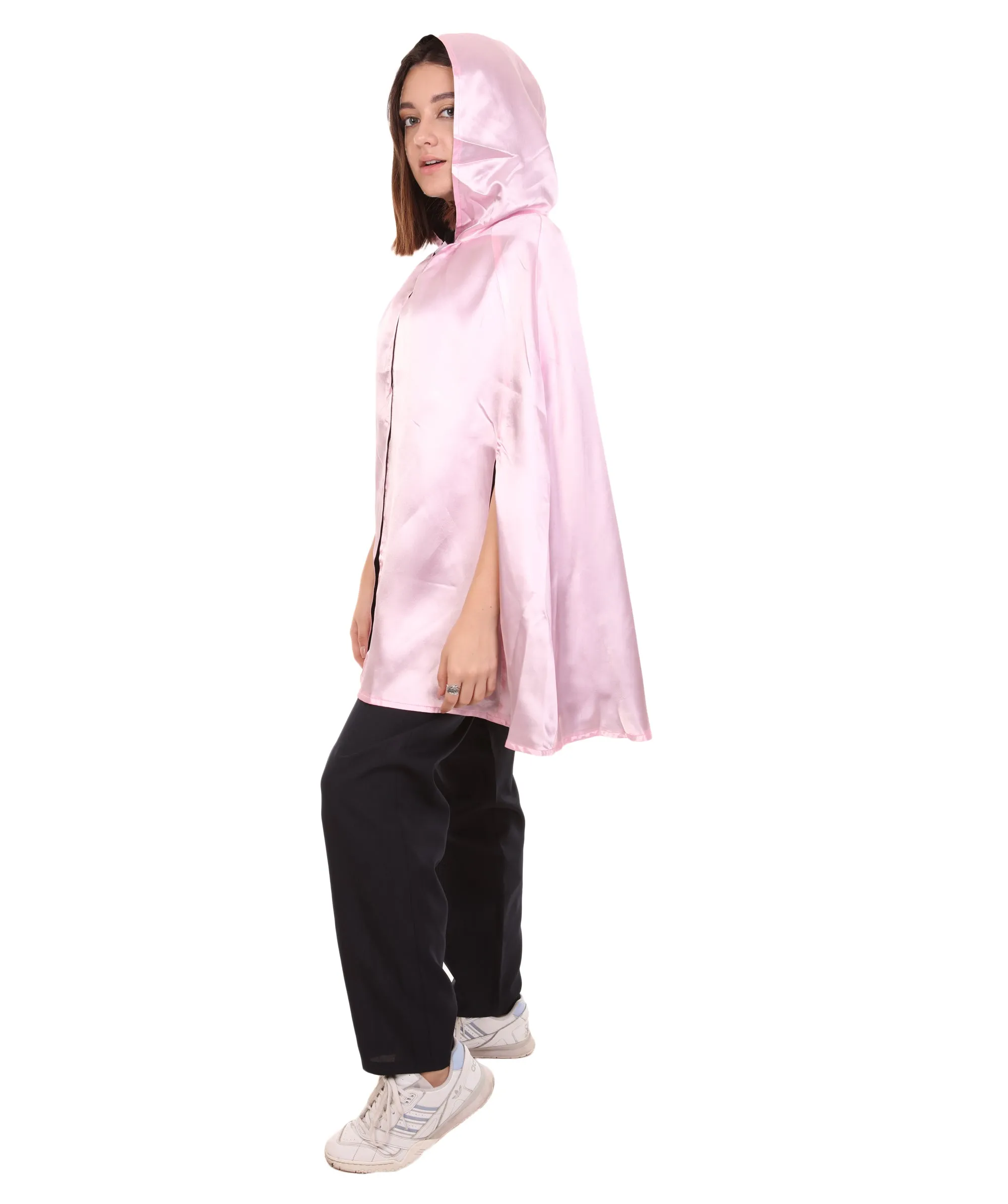 Adult Women's Reversible Hooded Short Cape Costume | Multiple Color Option Halloween Costume