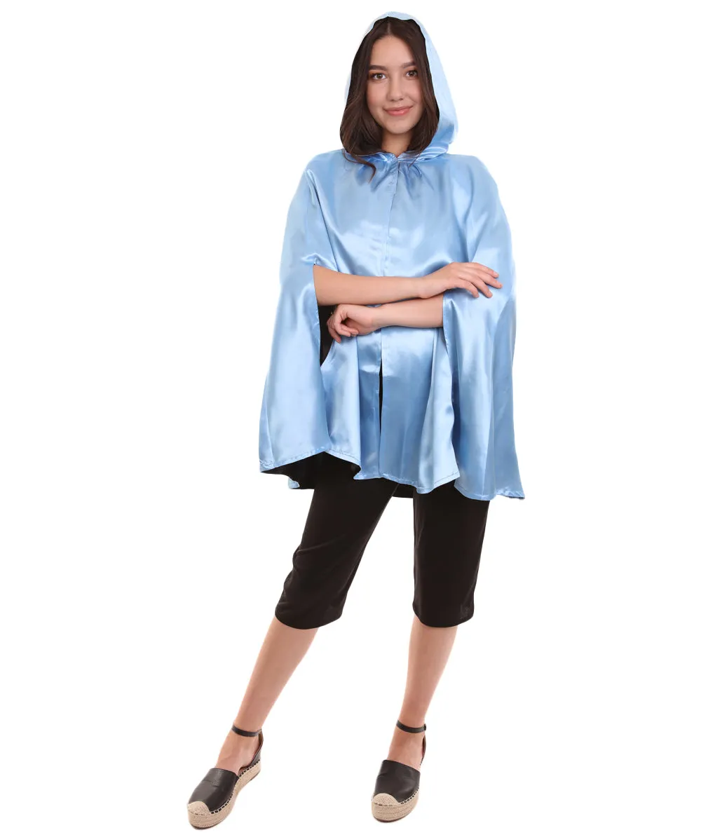 Adult Women's Reversible Hooded Short Cape Costume | Multiple Color Option Halloween Costume