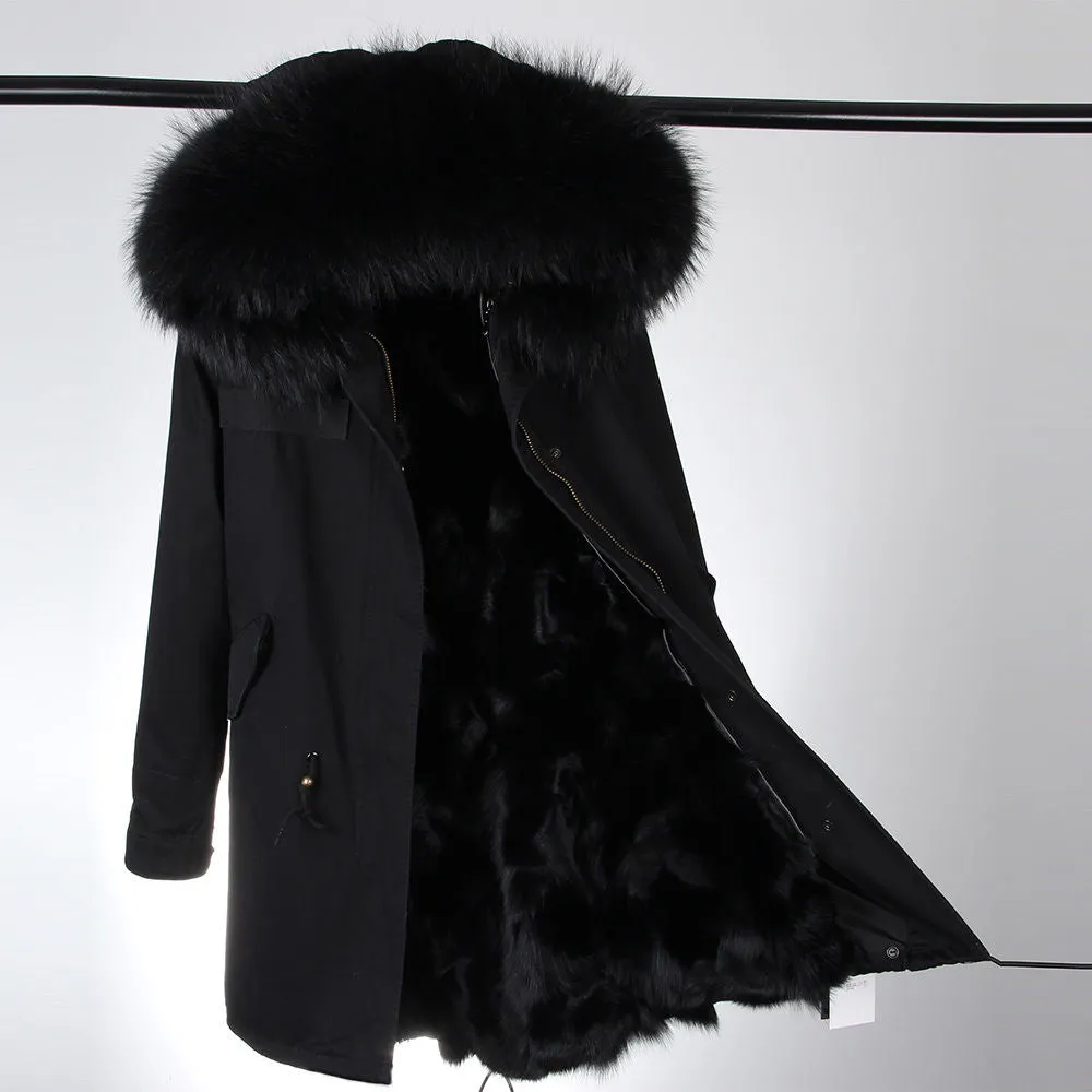 All Black Fur Parka