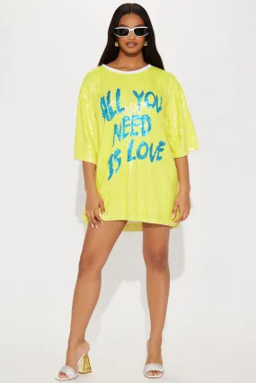 All You Need Is Love Sequin Tunic - Yellow