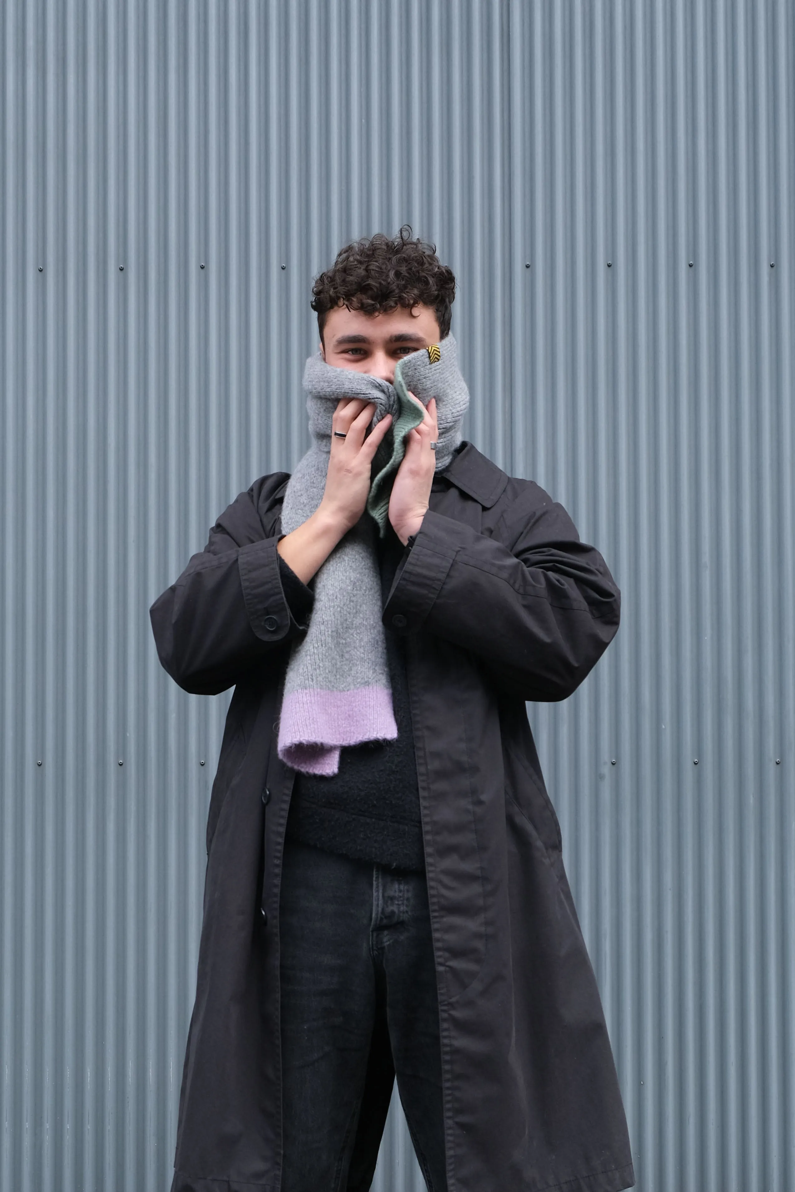 Alpaca Wool Scarf "Trio Colore" - Grey