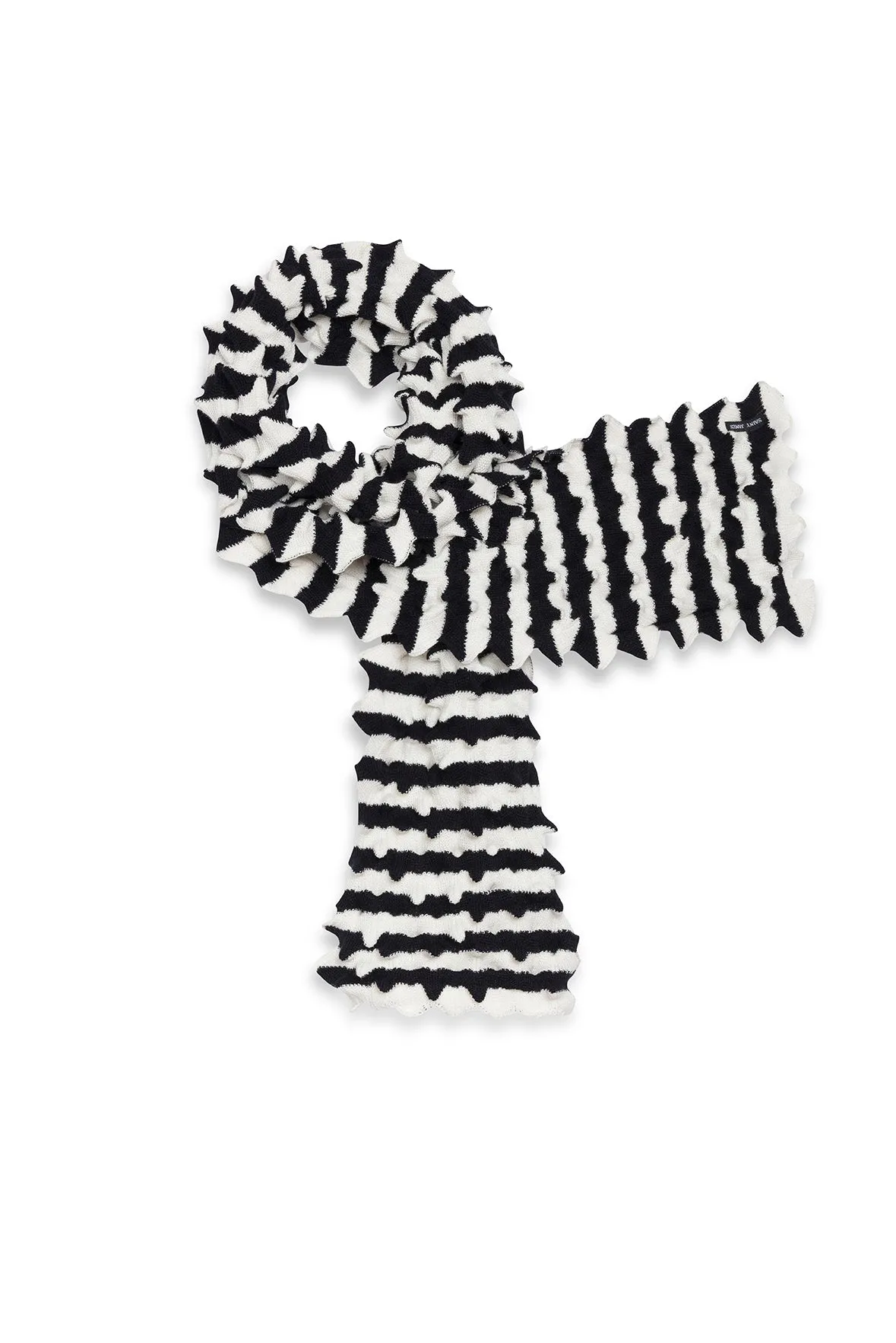 ALVEOLE - Long Fancy Knit Striped Scarf (IVORY / NAVY)