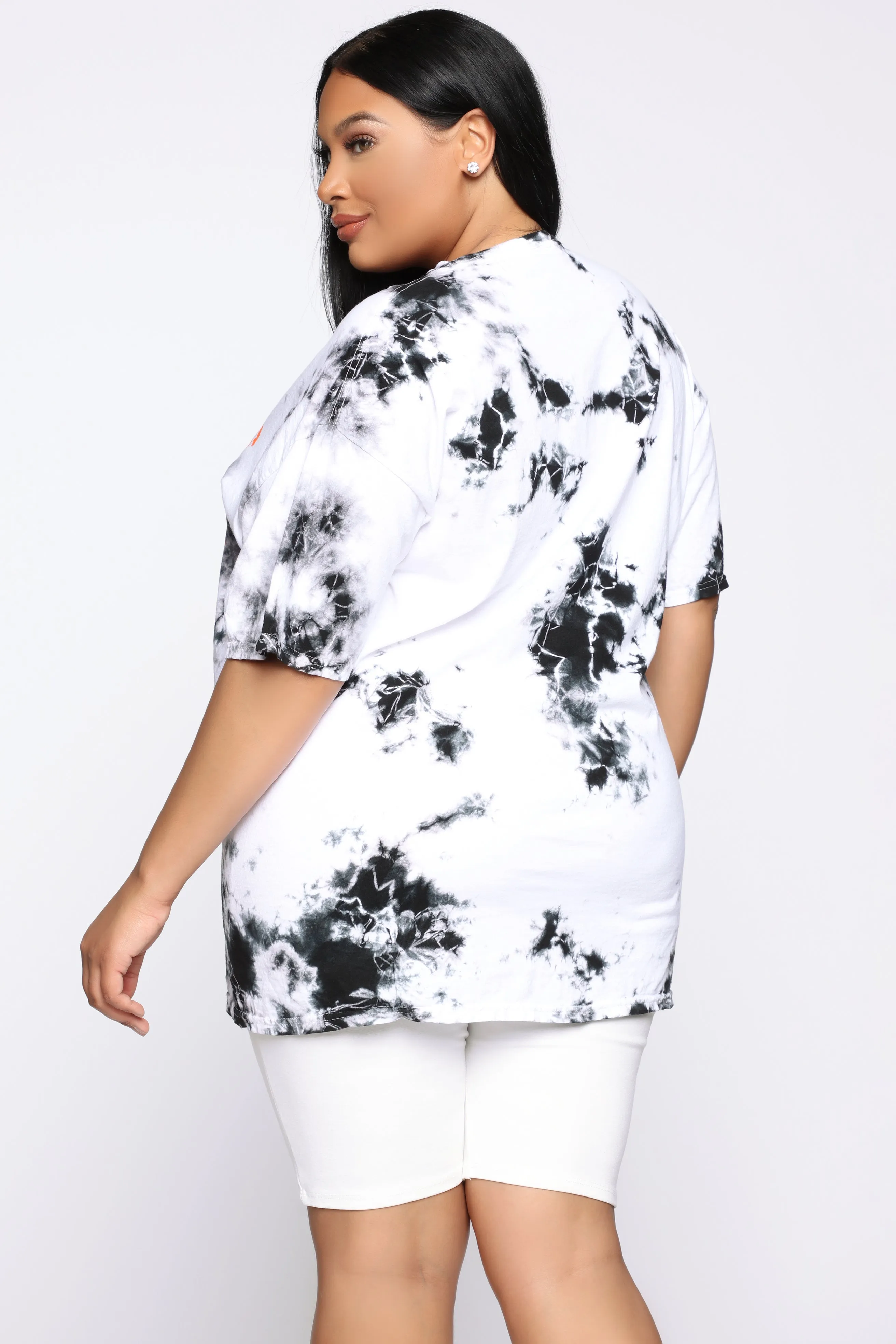 Always Hustling Tie Dye Tunic Top - White/Black