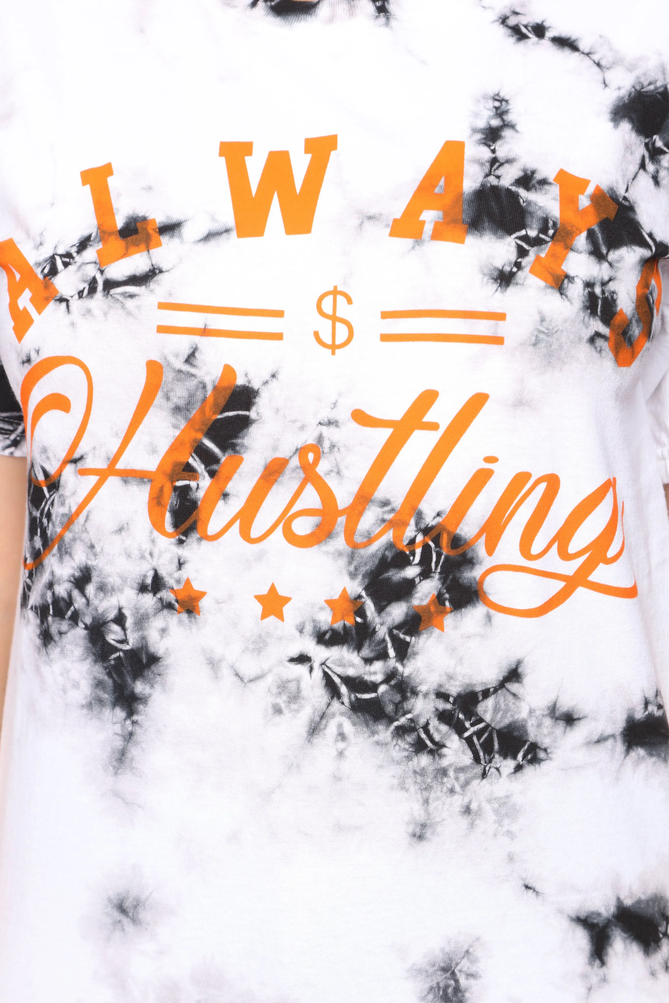 Always Hustling Tie Dye Tunic Top - White/Black