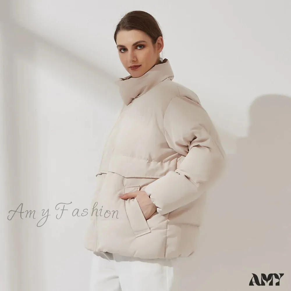 Amy Fashion - Parka Solid Warm Outwear Coat