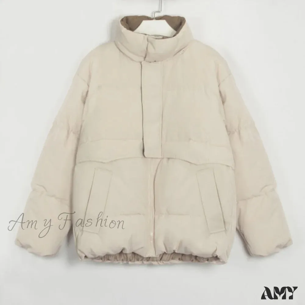 Amy Fashion - Parka Solid Warm Outwear Coat