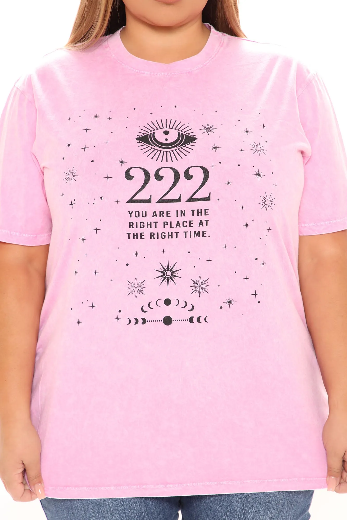 Angel Number 222 Washed Top - Pink