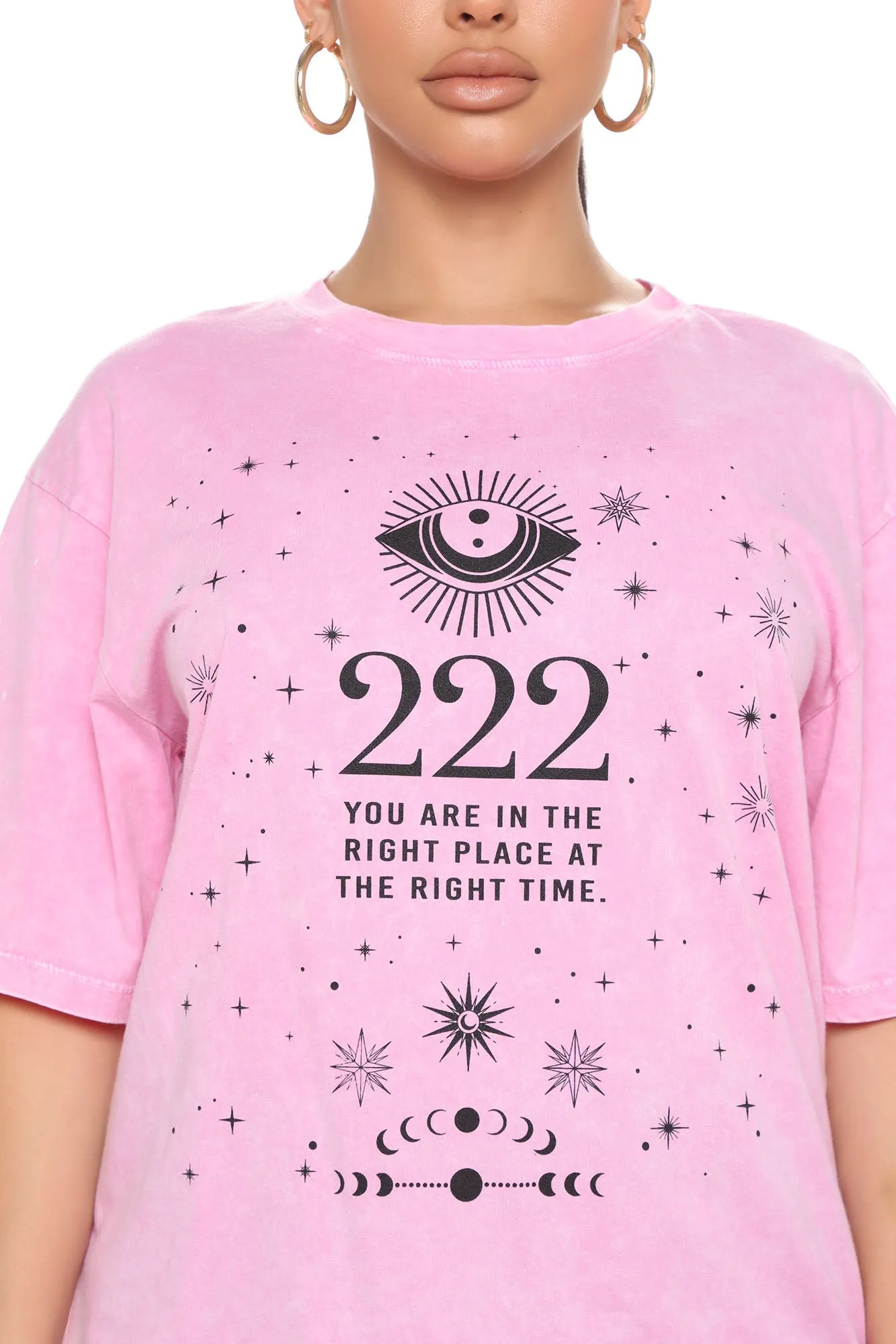 Angel Number 222 Washed Top - Pink