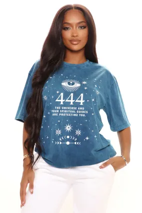 Angel Number 444 Washed Top - Teal