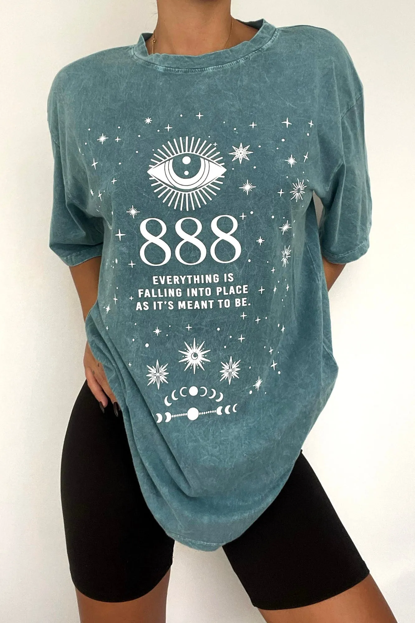 Angel Number 888 Washed Top - Jade