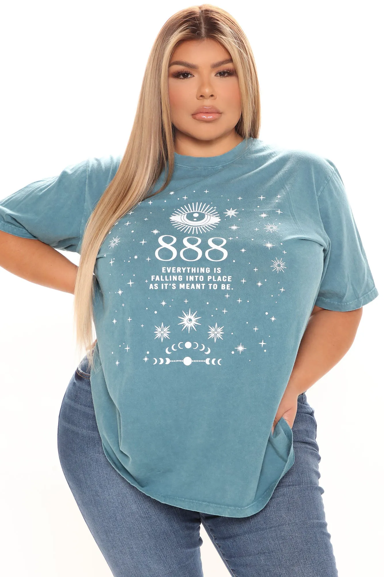 Angel Number 888 Washed Top - Jade