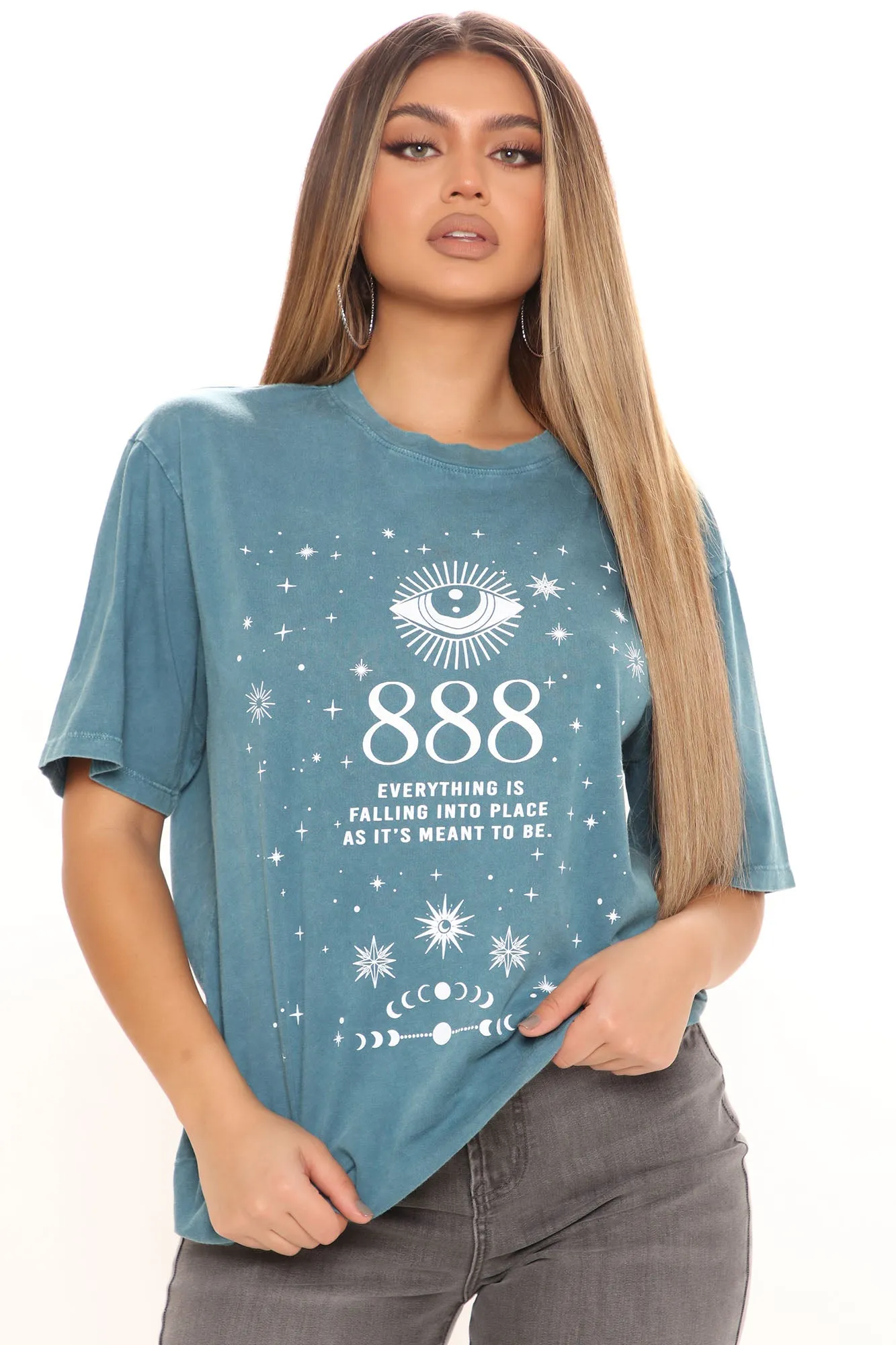 Angel Number 888 Washed Top - Jade