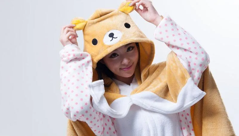 Animal Kigurumi Rilakkuma Cosplay Costume Hoodie Cloak Shawl