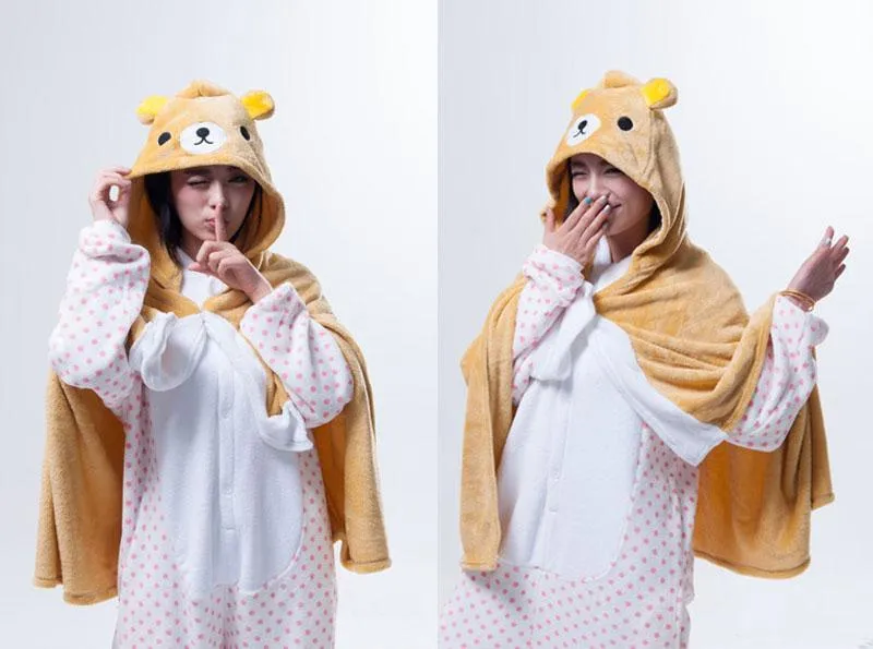 Animal Kigurumi Rilakkuma Cosplay Costume Hoodie Cloak Shawl