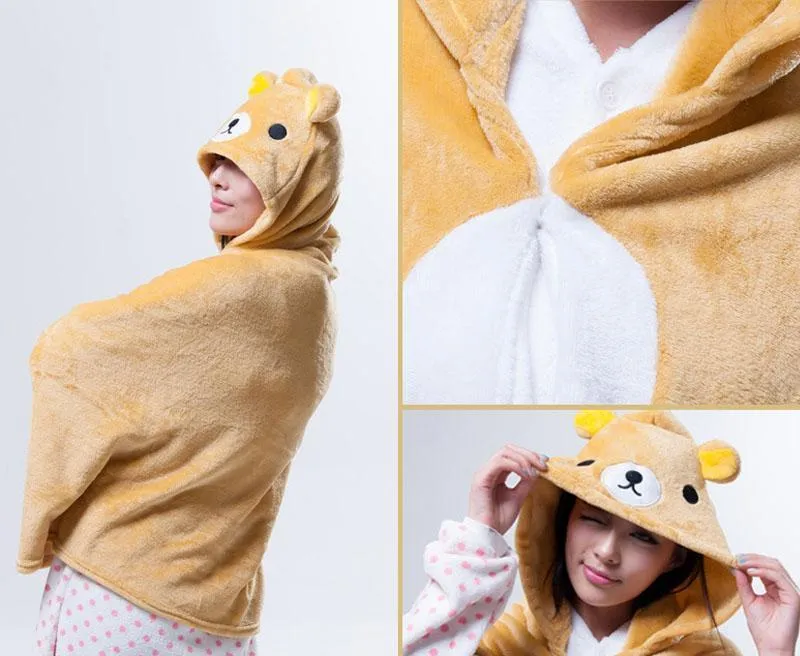 Animal Kigurumi Rilakkuma Cosplay Costume Hoodie Cloak Shawl