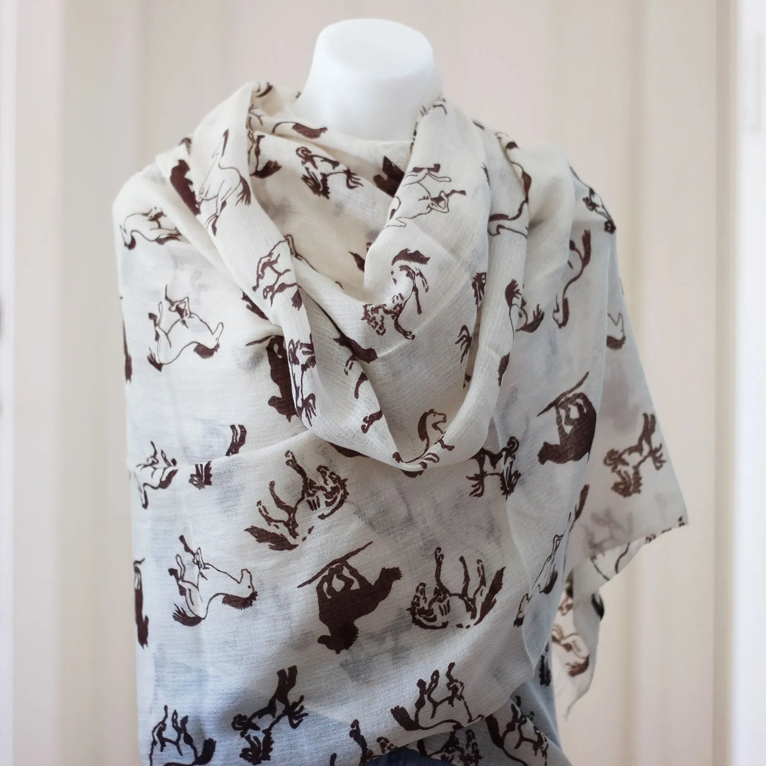 Animal Print Diamond Weave Pure Pashmina Shawl Beige